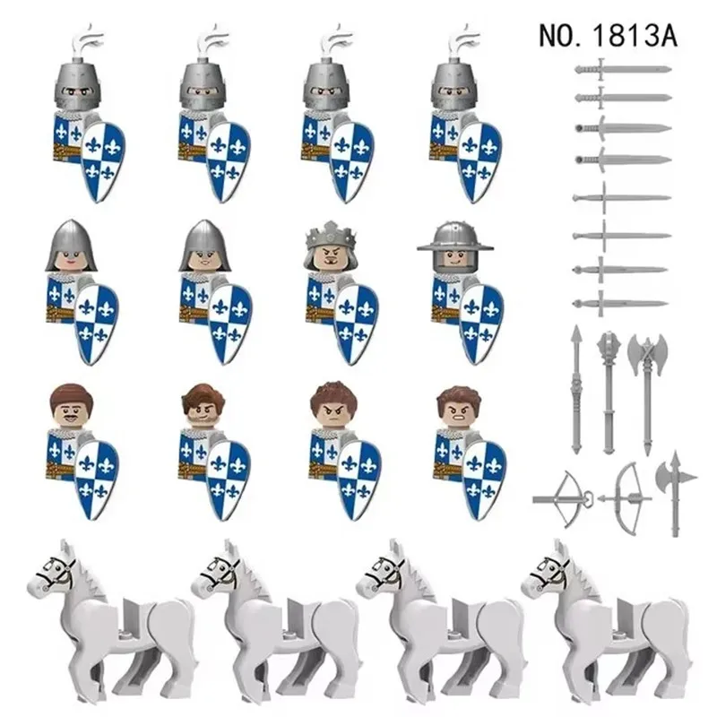 MOC-caballero de guerra militar Medieval, soldado, armas, casco, escudo, bloques de construcción compatibles, modelo DIY, ladrillos, juguetes para niños, regalos - imagen 3