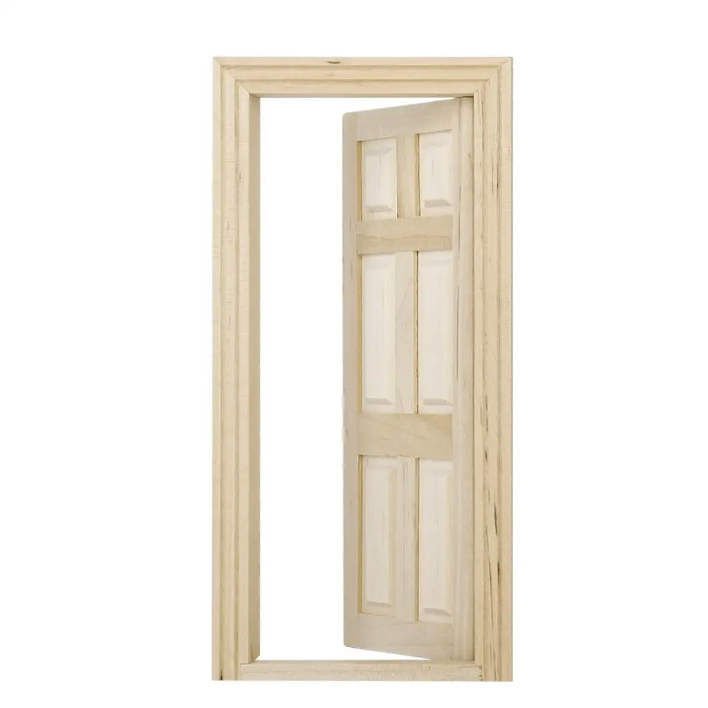 Casa de muñecas con puerta exterior de madera y muebles miniatura - imagen 5