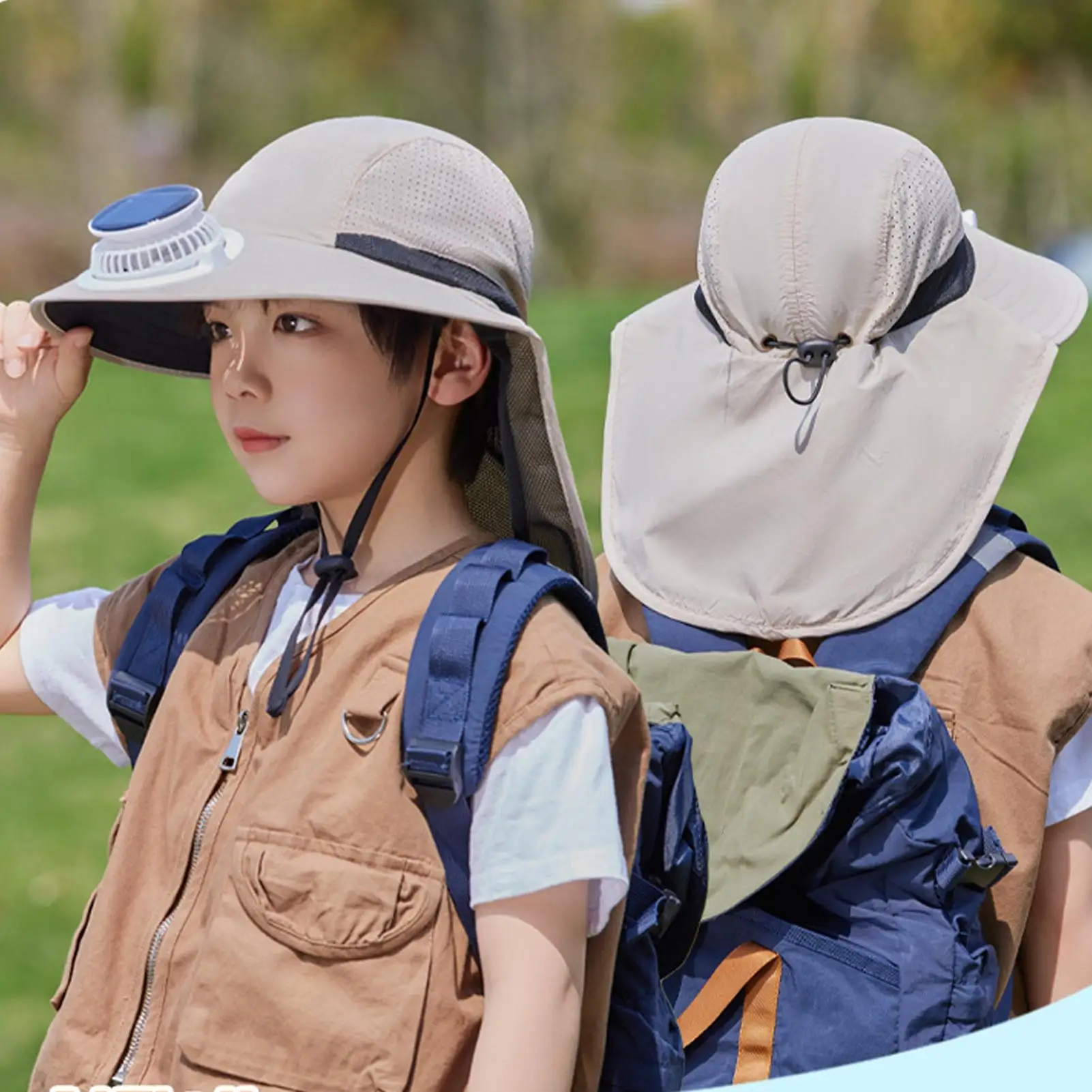 Sombrero solar con ventilador para niños – Protección UV transpirable - imagen 4