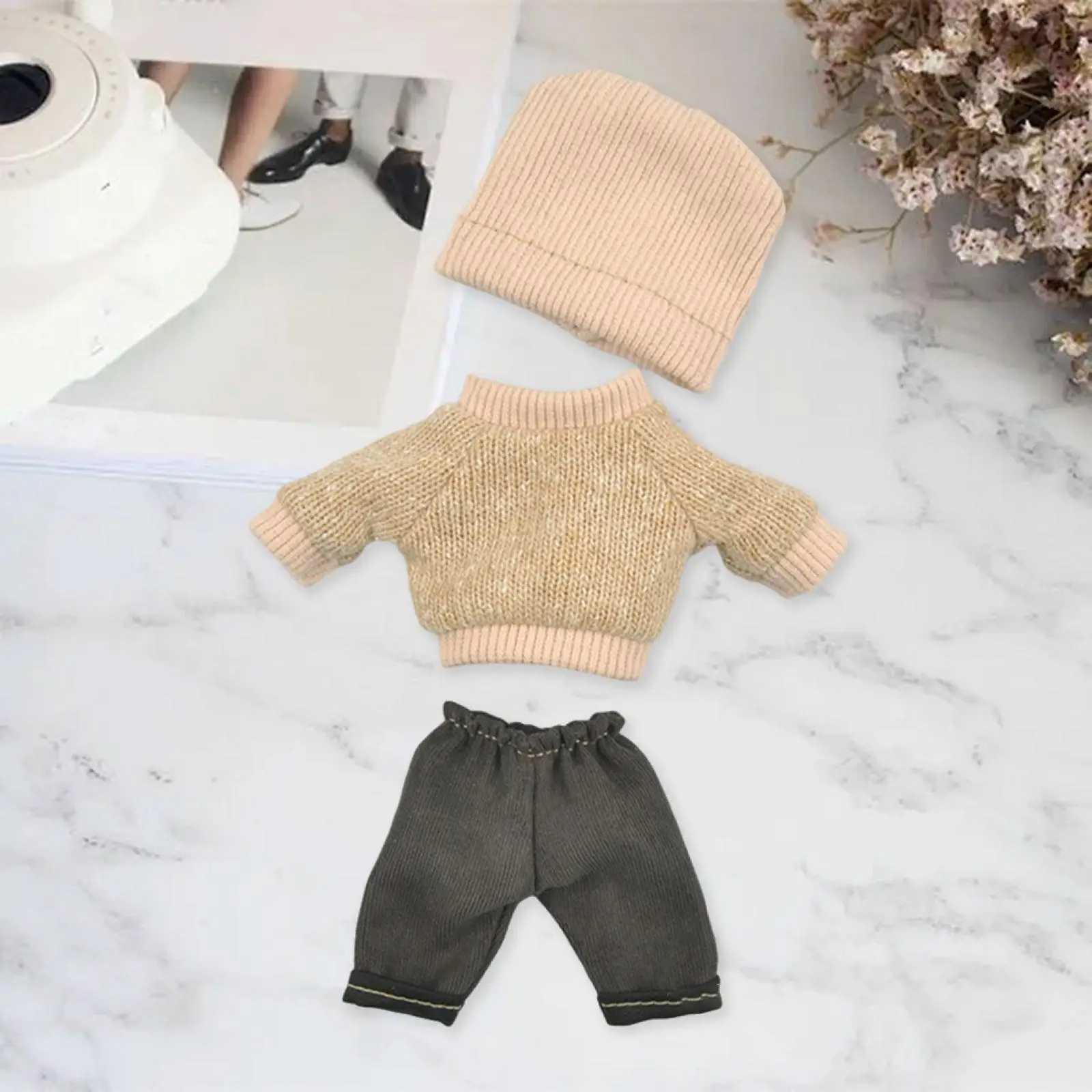 3Pcs Doll Clothes for 16cm Plush Doll Hoodie, Hat and Pants for Girl Dolls