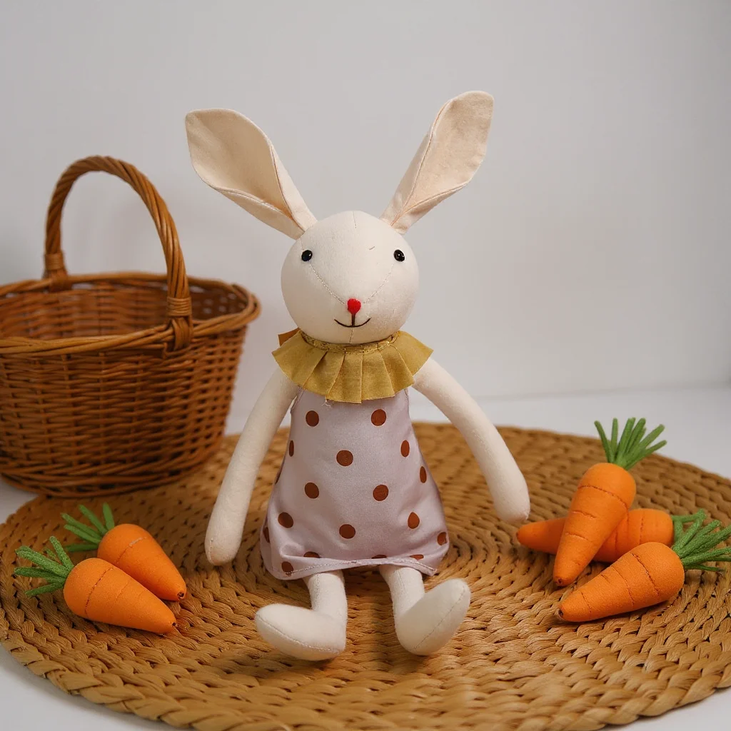 Muñeco de conejito de 1 Uds., muñeca cómoda simulada de tela de algodón y lino, juguete para bebé, regalo de cumpleaños para niños y niñas - imagen 2