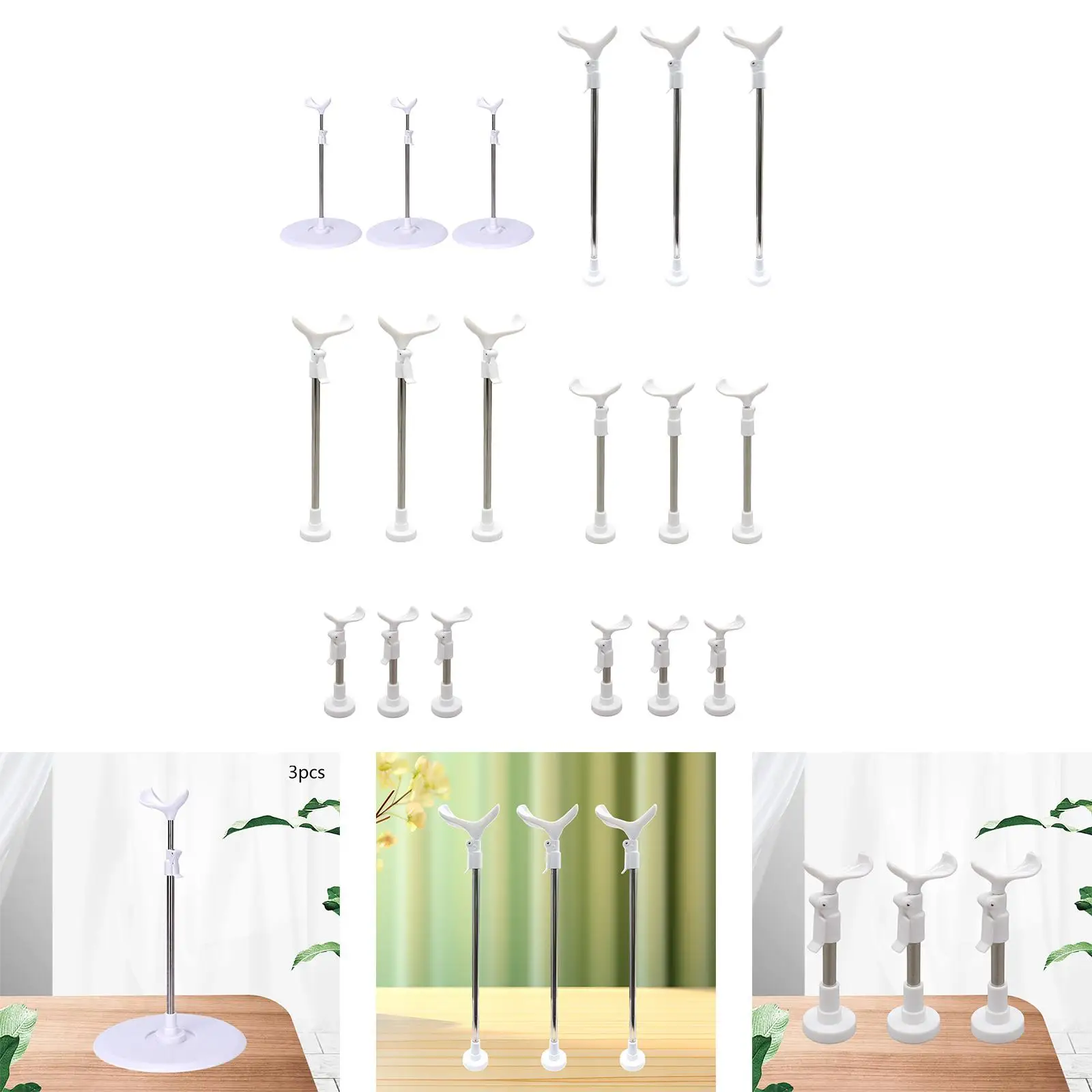 3 Pieces Doll Display Stand Action Figures Holder Stable Organizing Multipurpose