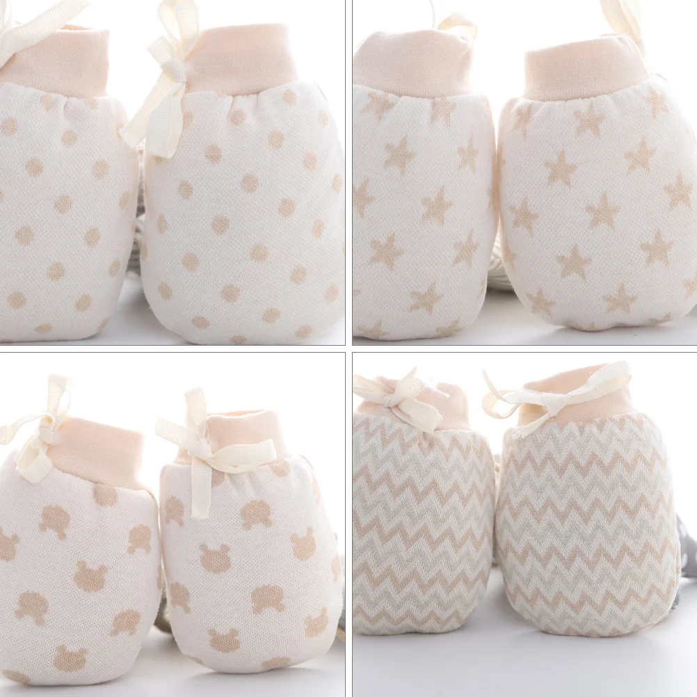 4 pares de guantes antiarañazos para bebé, manoplas cálidas de invierno, guantes de protección infantil de algodón suave para recién nacido, muñeca ajustable - imagen 4