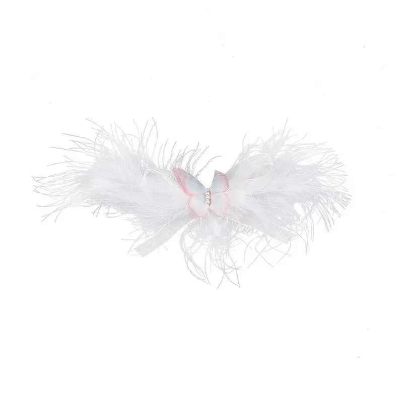 1 pieza de pinzas para el cabello de plumas de mariposa de hadas para niños y niñas, conjunto de horquillas bohemias de bosque, pasadores laterales de princesa para escenario, accesorios para el cabello - imagen 5