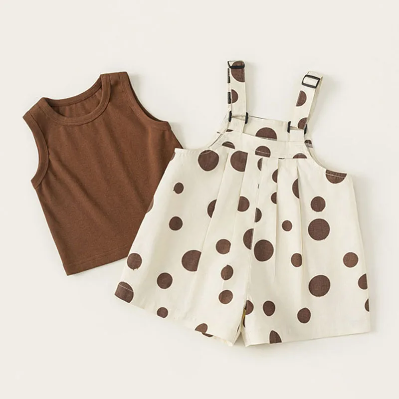 Conjunto de verano infantil top sin mangas y mono - imagen 3