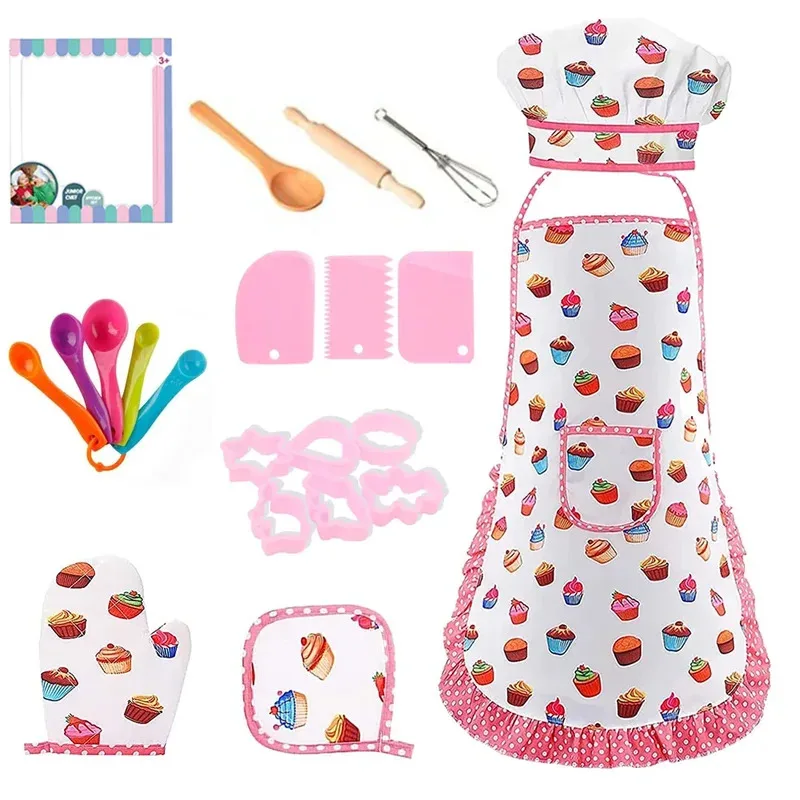Juguetes de cocina para niñas - Delantal rosa y juego educativo