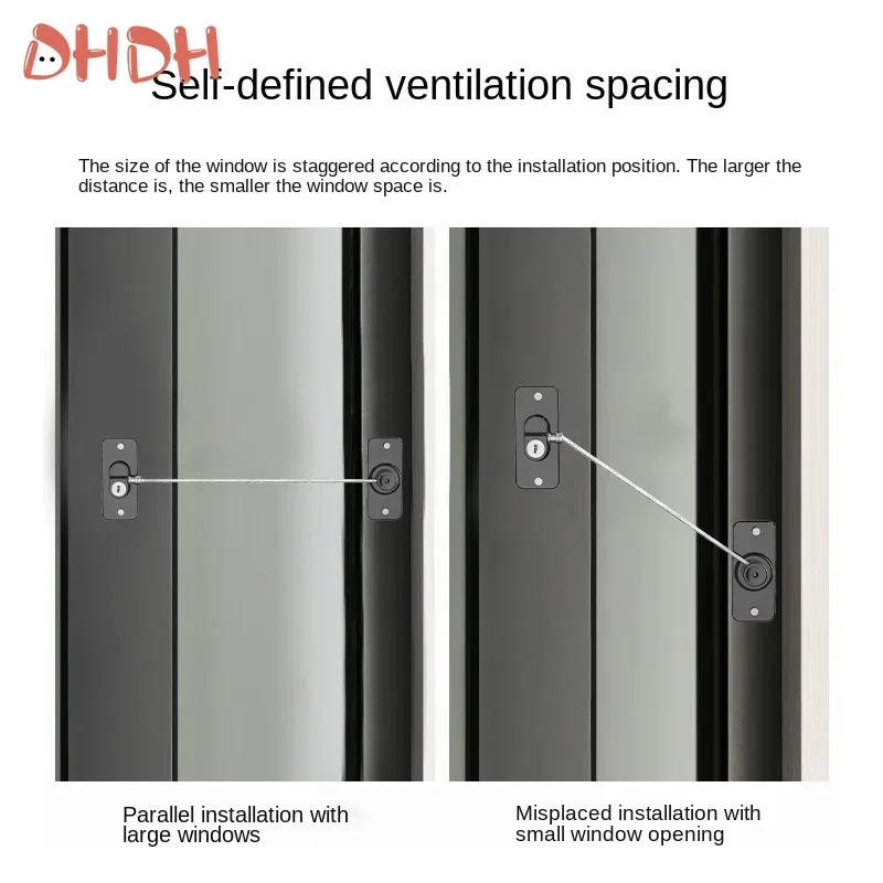 Bloqueo de seguridad para niños, bloqueo de ventana, rotación de 180 grados, Cable de acero inoxidable, tornillos de fijación, accesorios de seguridad, protección - imagen 5