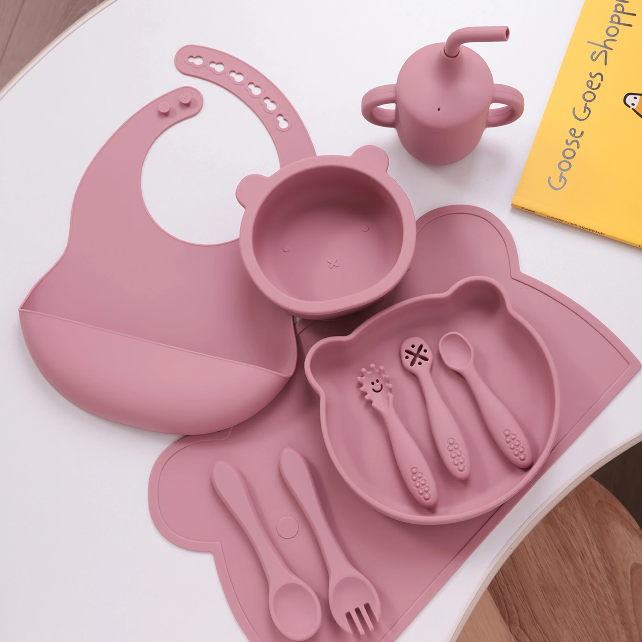 Set destete bebé vajilla silicona ventosa antideslizante sin BPA - imagen 5
