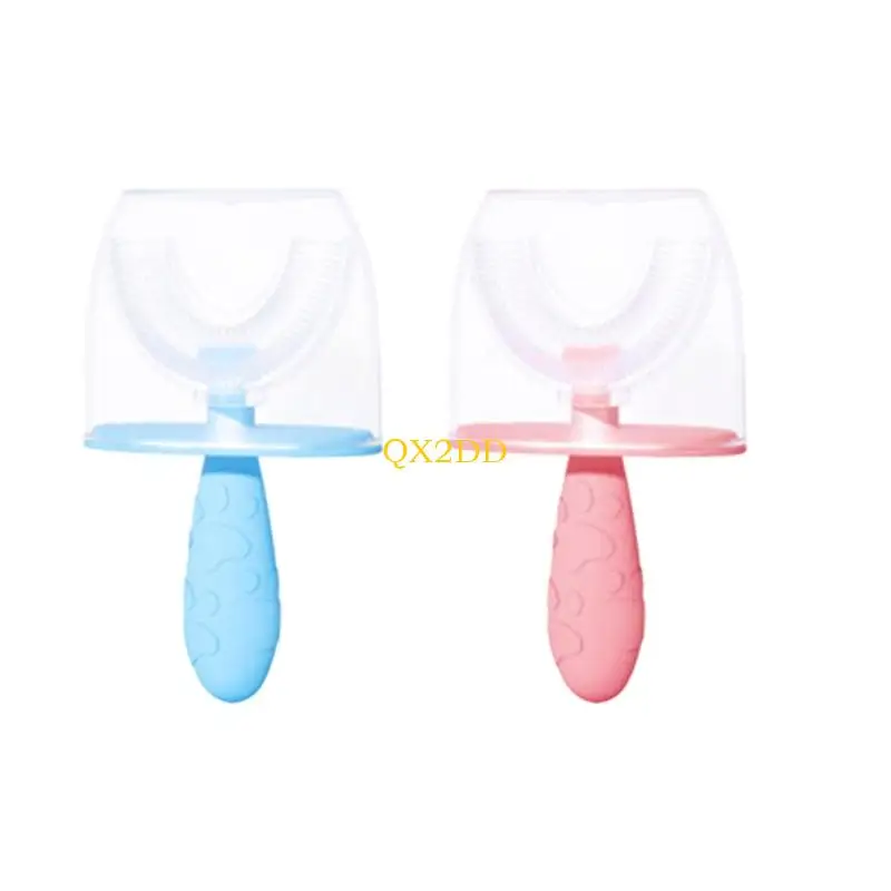 QX2D Silicone Kids Ceprush dientes redondos para niños pequeños 2 a 6 años Soft Bistles Chewable TEATER Patrones