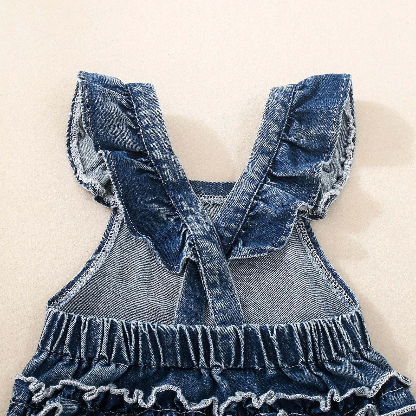 SUNSIOM-Pelele vaquero para niña pequeña de 0 a 24 meses, mono vaquero con estampado de letras y estrellas, mono con manga voladora, ropa bonita de verano - imagen 4