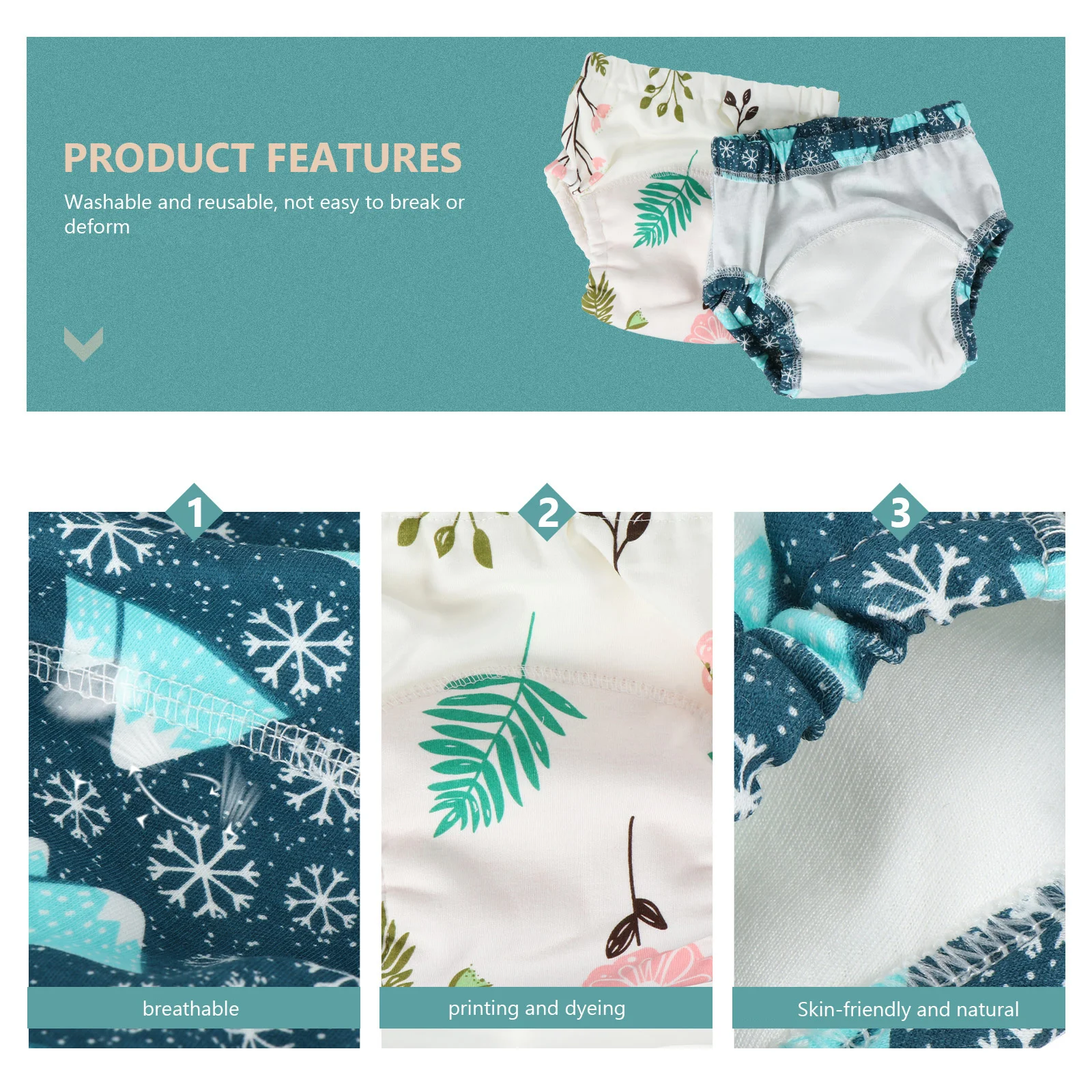 Pantalones de entrenamiento para bebé, impermeables, estampados, lavables, reutilizables, a prueba de fugas, ropa de cama para dormir, 2 uds. - imagen 4