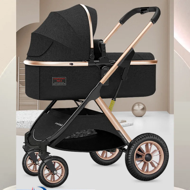 Cochecitos de bebé gemelos que se pueden sentarse, reclinados, ligeros, plegables, de alto paisaje, amortiguadores, cochecitos de bebé recién nacidos bidireccionales - imagen 5