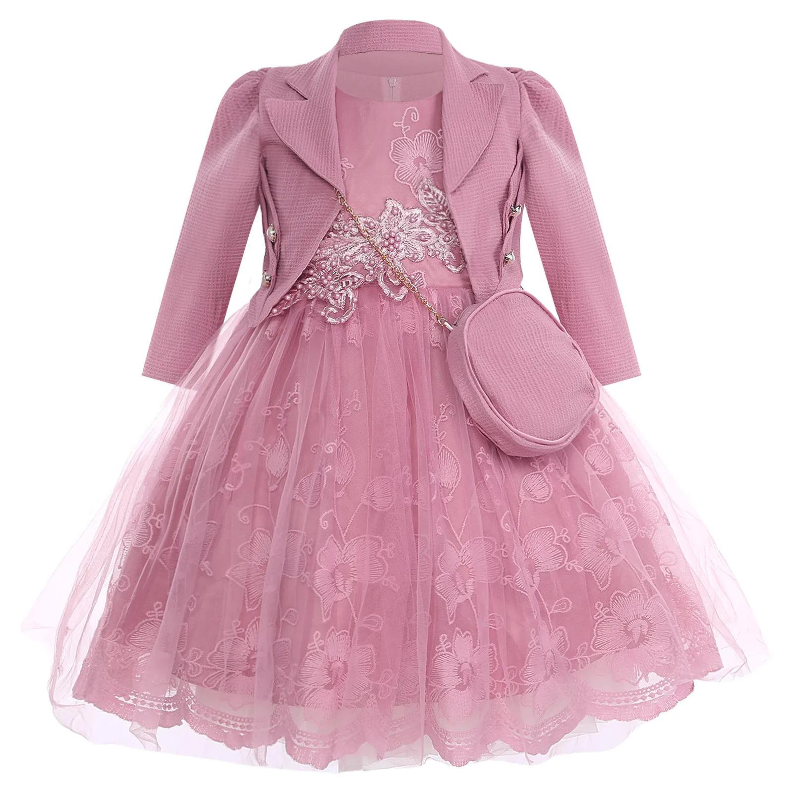 Vestido de tul bordado floral sin mangas para niña – Celebraciones - imagen 3