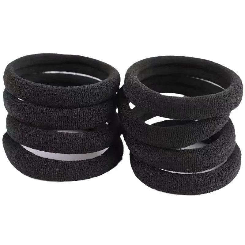 20/50/100 Uds. Bandas negras para el cabello para mujeres y niñas, banda de goma elástica alta, lazos para el cabello, coleteros, accesorios - imagen 5
