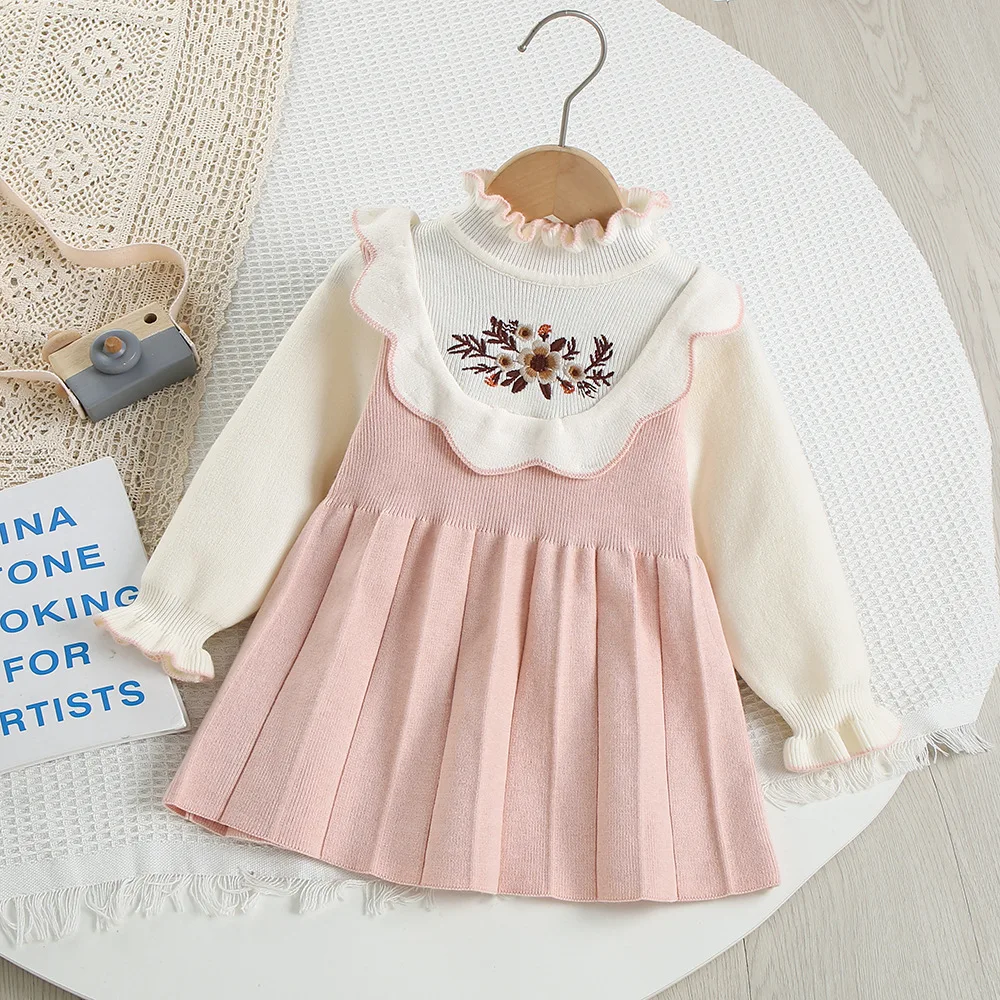 Vestido de punto bordado con flores para niña MILANCEL - Otoño - imagen 5