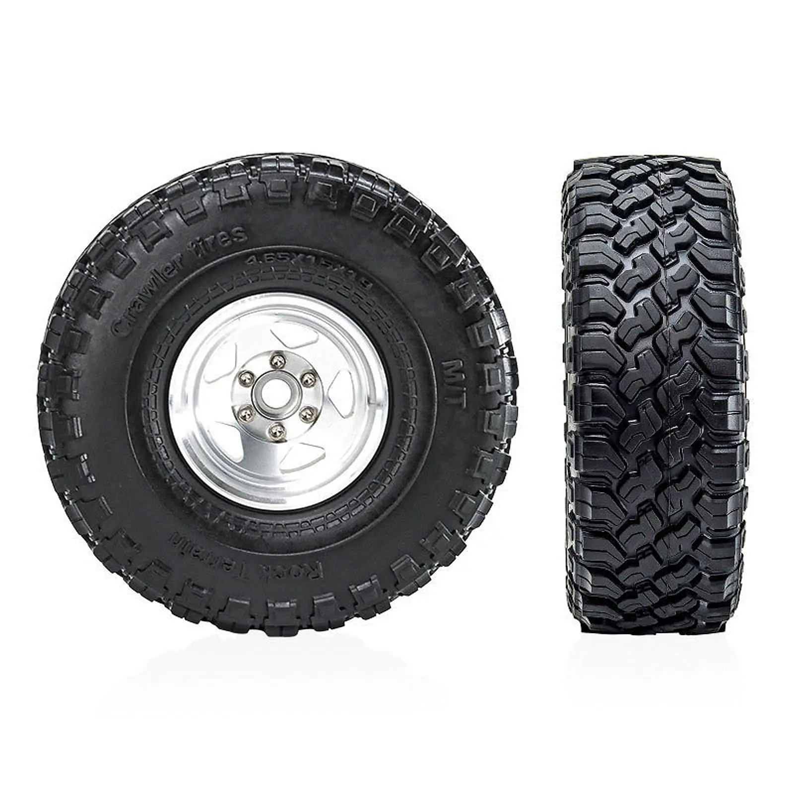 4 Pieces RC Car Wheels and Tires DIY Modified Simulation RC Crawler Car Tires Replacement Part for SCX10 TRX4 90046 1:10 RC Car