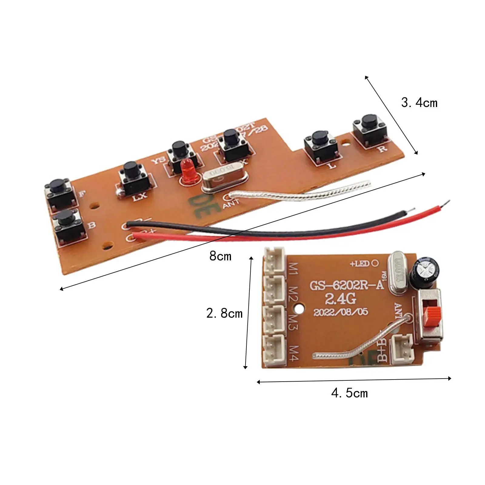 Remote Control Transmitter Board and Receiver Board PCB Circuit Board for Remote Control Toys Model 7CH RC Drift Car Replacement