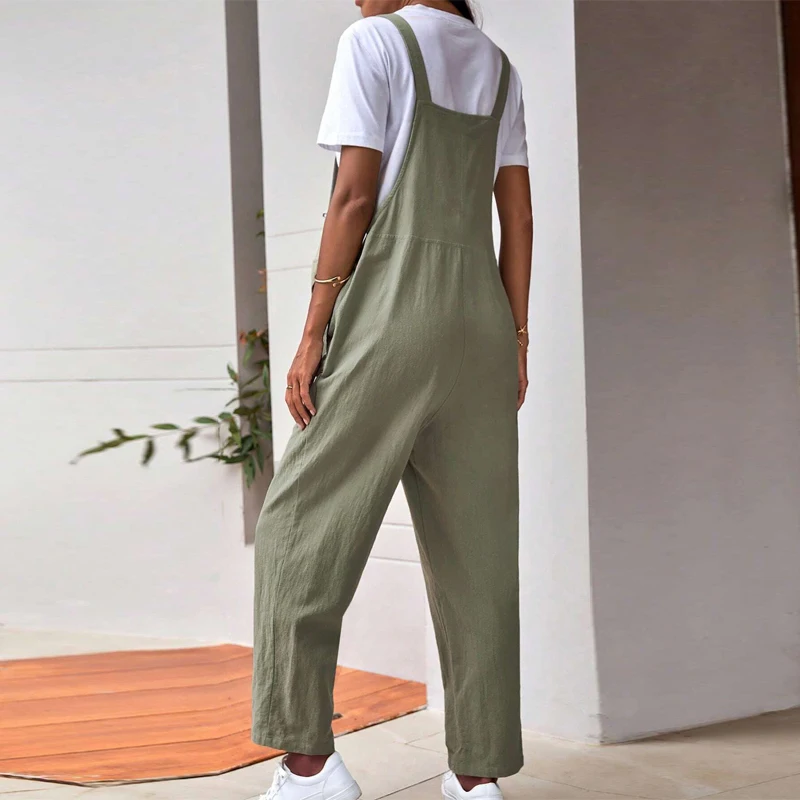 Peleles informales para mujeres embarazadas, mono con cuello envuelto, pantalones de pierna sueltos para mujer, monos de maternidad para primavera y verano - imagen 4