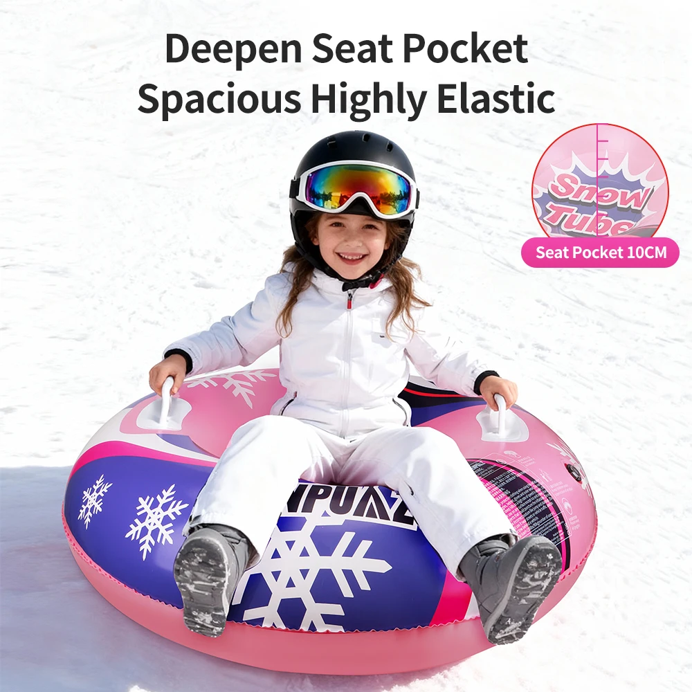 Kenpuaz, Circulares de tubo de nieve inflables azules y rojos de seguridad no propensos, impermeables para invierno, mango de plástico estable de PVC grueso - imagen 5