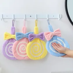 Toalla de mano para niños con diseño de piruleta y anillo colgante