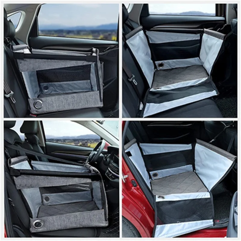Asiento de coche para perros plegable con malla de seguridad - imagen 2