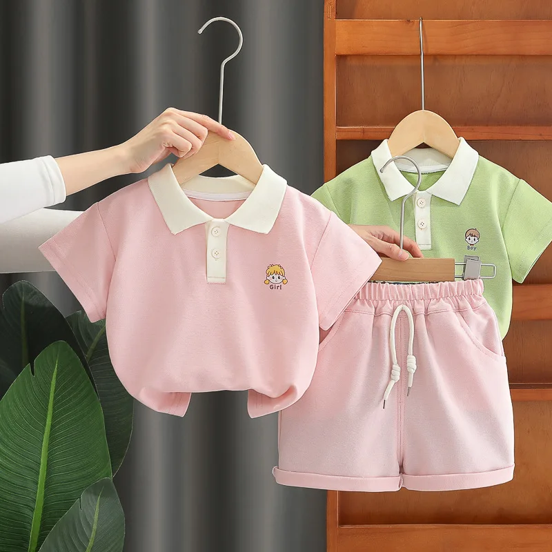 Ropa de verano para niñas, conjuntos de moda coreana, camisetas informales de dibujos animados de manga corta para bebés y pantalones cortos, ropa de Boutique para niños B066 - imagen 5