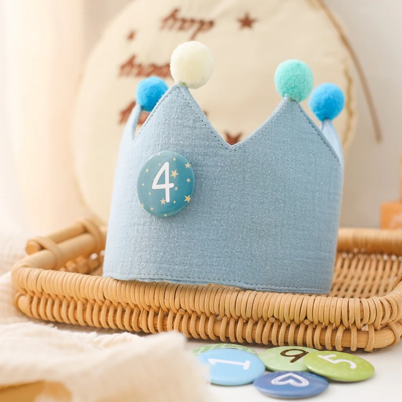 Sombrero de fiesta de cumpleaños para bebé, Mini sombrero con diadema de corona colorida con números, accesorios de fotografía para fiesta de recién nacido, regalos de decoración para fiesta de cumpleaños - imagen 2