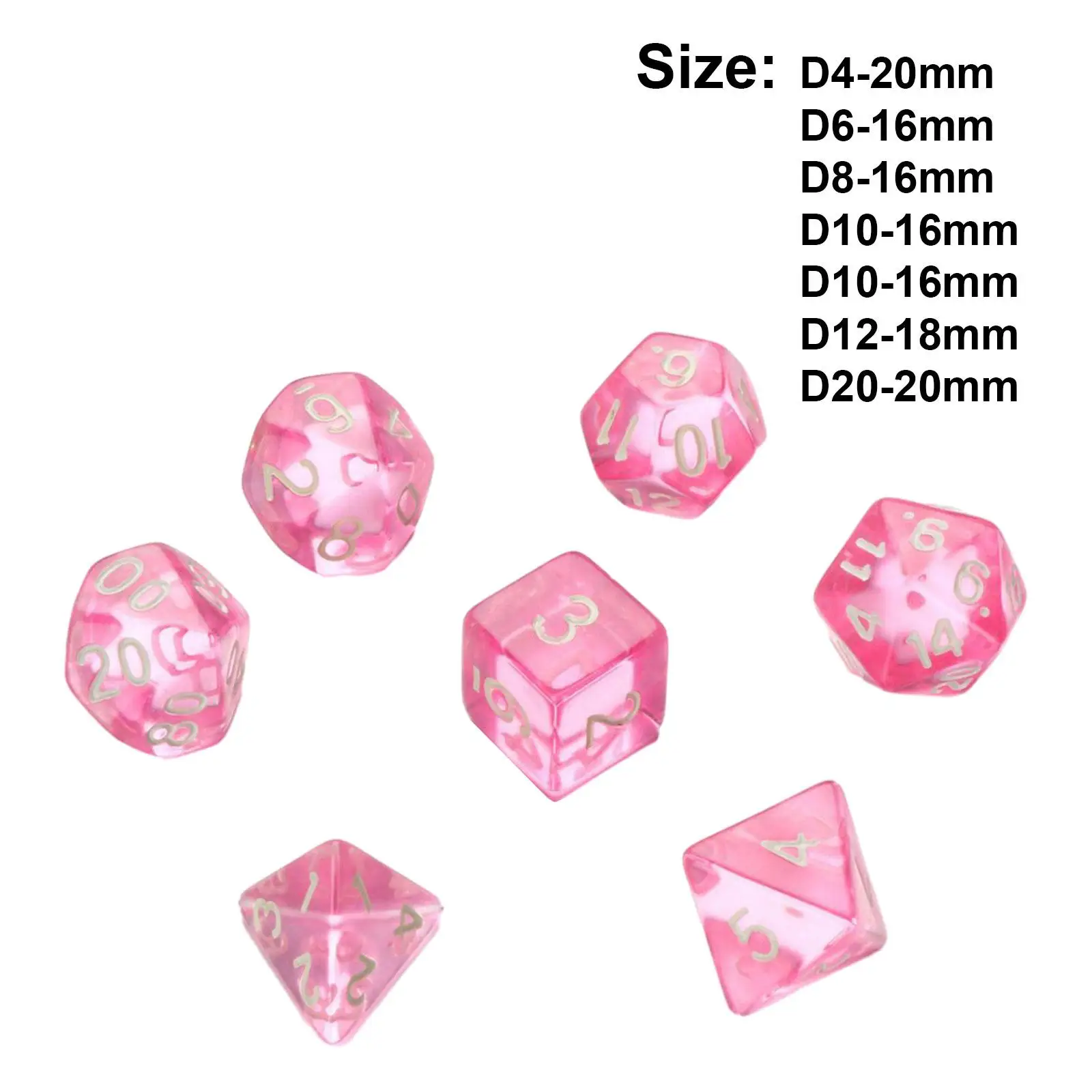 7 Pieces Polyhedral Dices Set D4 D8 D10 D12 D20 Multi Sided Dices for Role Playing Party Game Board Game Card Games