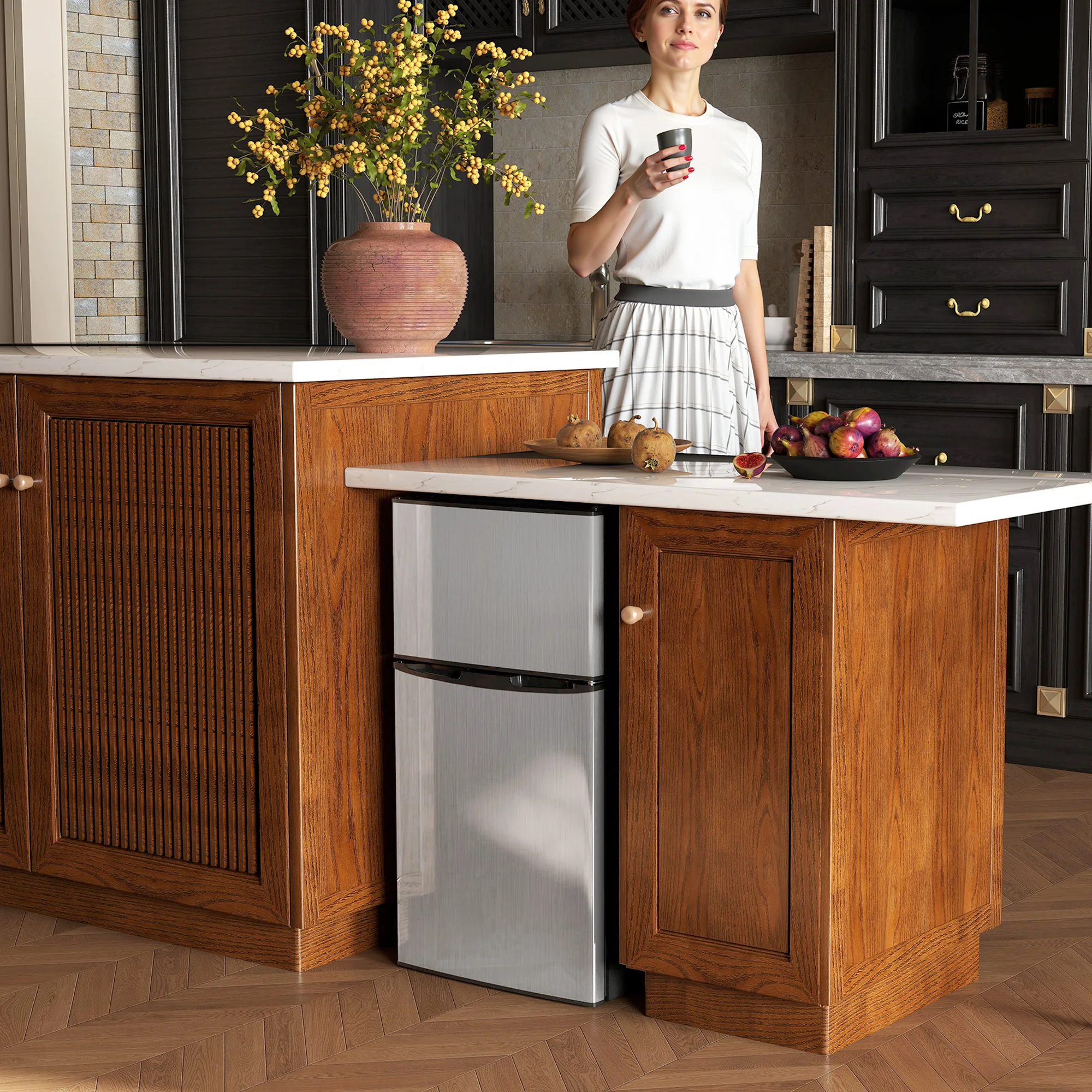 HOMCOM Mini Nevera Silenciosa 88 L Clase E, Frigorífico Pequeño Bajo Encimera con Temperatura Regulable 5 Niveles, Puerta Reversible, Luz Interior, Estantes Extraíbles, Negro - imagen 2