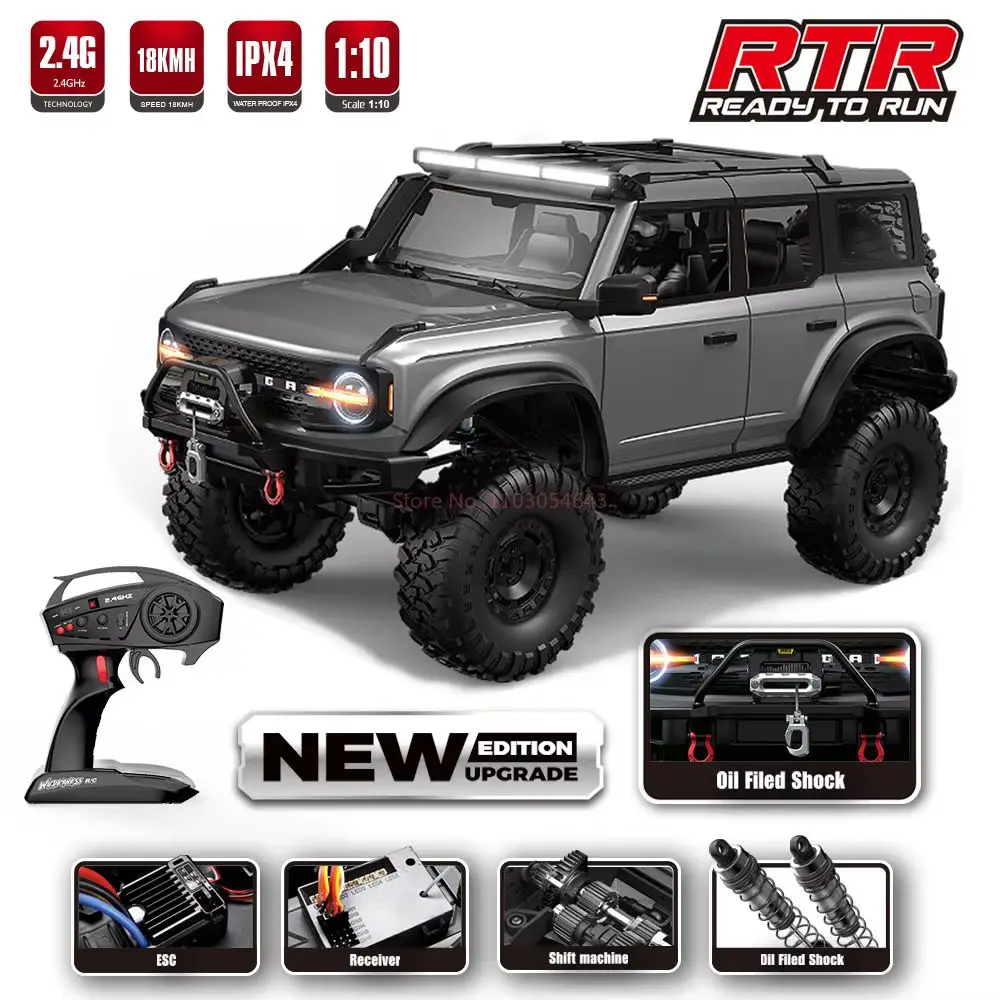 Nuevo coche teledirigido 1/10 4WD RTR HB R1001 caballo a escala completa con LED 2,4G Control remoto eléctrico Rock Buggy vehículo todoterreno juguetes regalos - imagen 5