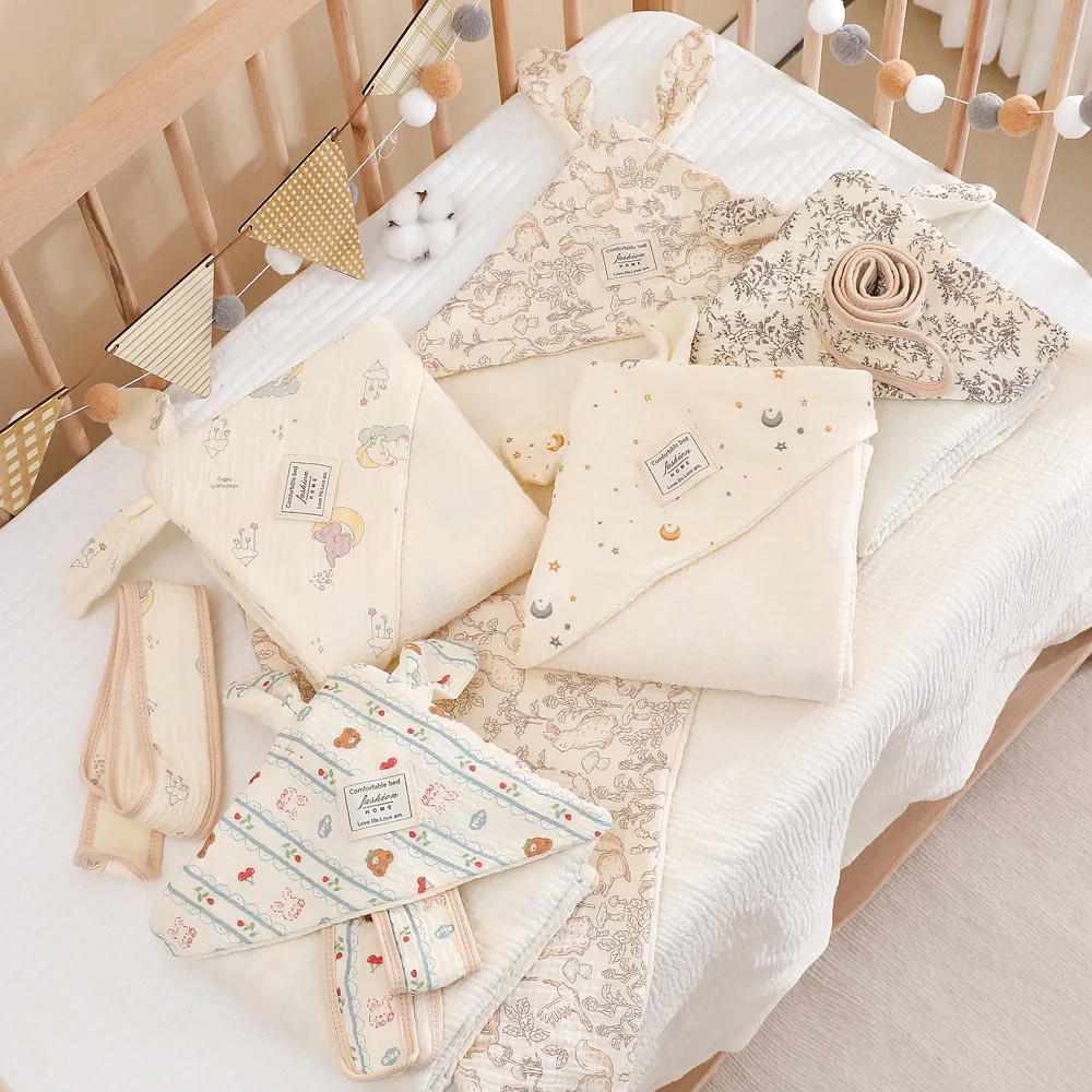 Manta envolvente para recién nacido, envolturas para bebé de Hospital con Orejas de conejo de dibujos animados, envolturas suaves de algodón para recién nacido, primavera y otoño - imagen 4