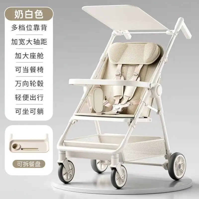 Cochecito plegable ligero para bebé con posiciones ajustables para sentarse y tumbarse: un cochecito infantil portátil para pasear - imagen 2