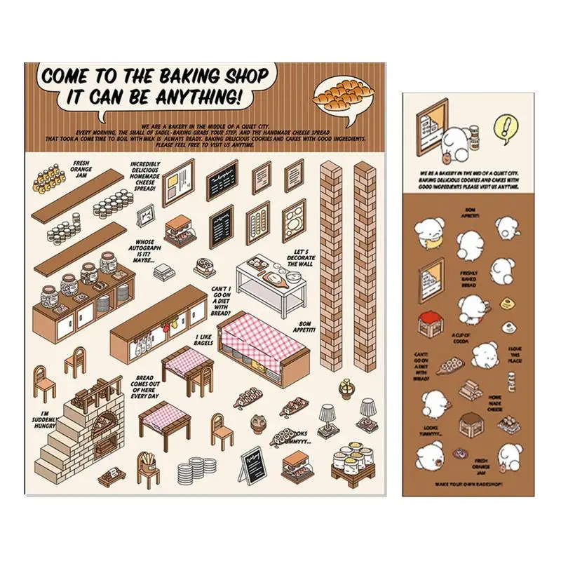 Haga su propia escena pegatinas 3D calcomanías para casas, calcomanías para supermercados, hornear, lavandería, libros familiares, decoración, herramientas diarias reutilizables