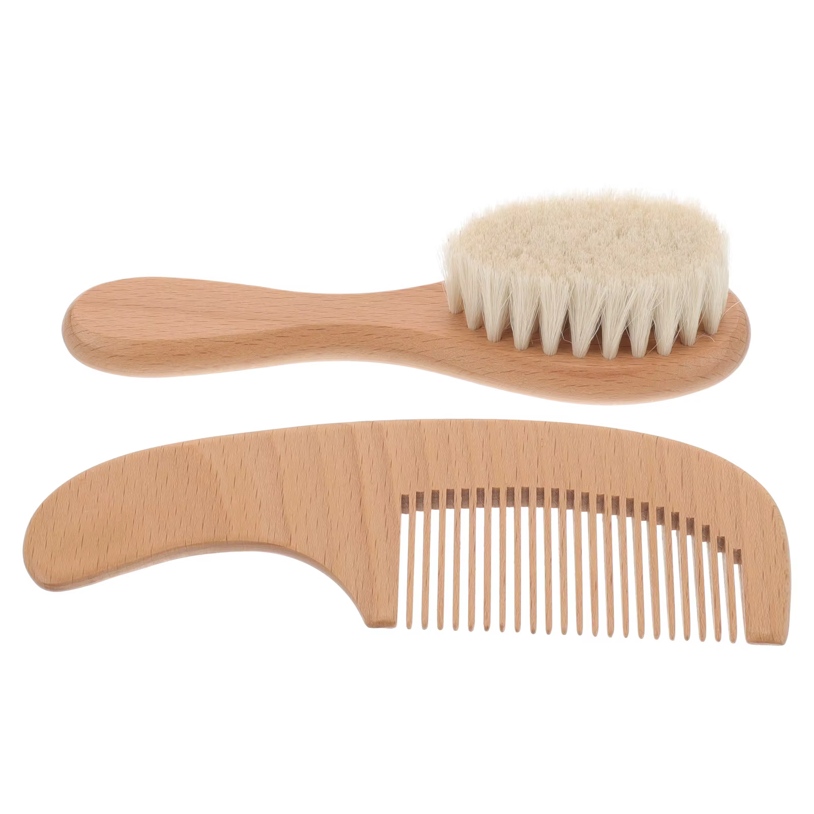 Set de cepillos para bebé con mango de madera y cerdas suaves - imagen 4
