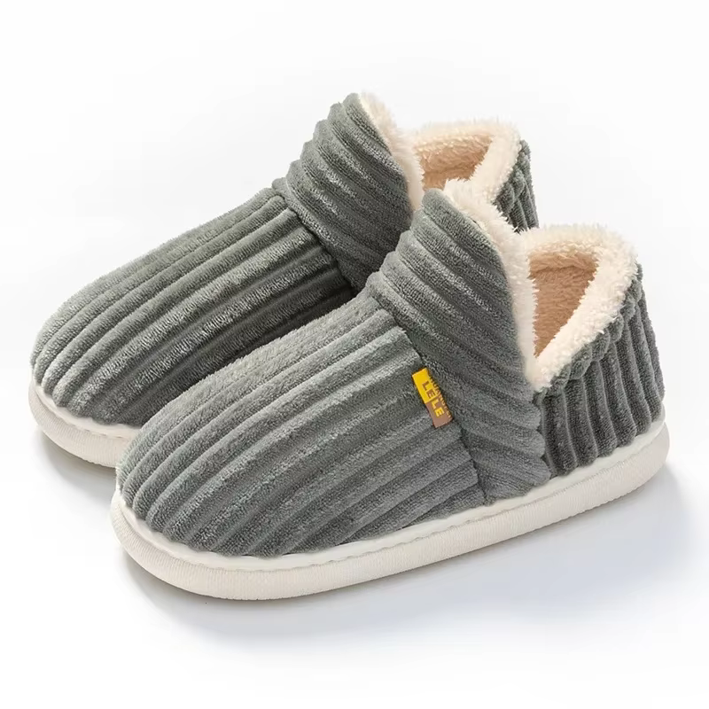 Pantuflas de felpa antideslizantes para invierno – Color sólido unisex