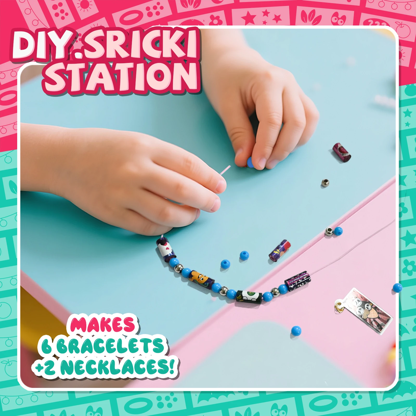 Rollo de pegatinas para niños y niñas, pulsera DIY, pegatinas en rollo de cuentas, joyería, juguetes para niños, pegatinas divertidas de papelería - imagen 4