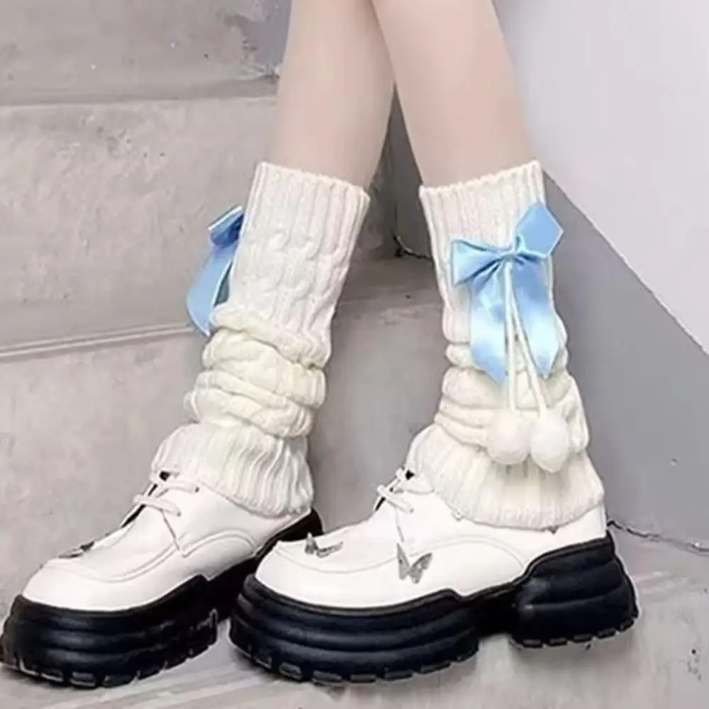 Leggings de punto con pompón y lazo – Forro polar para invierno - imagen 5