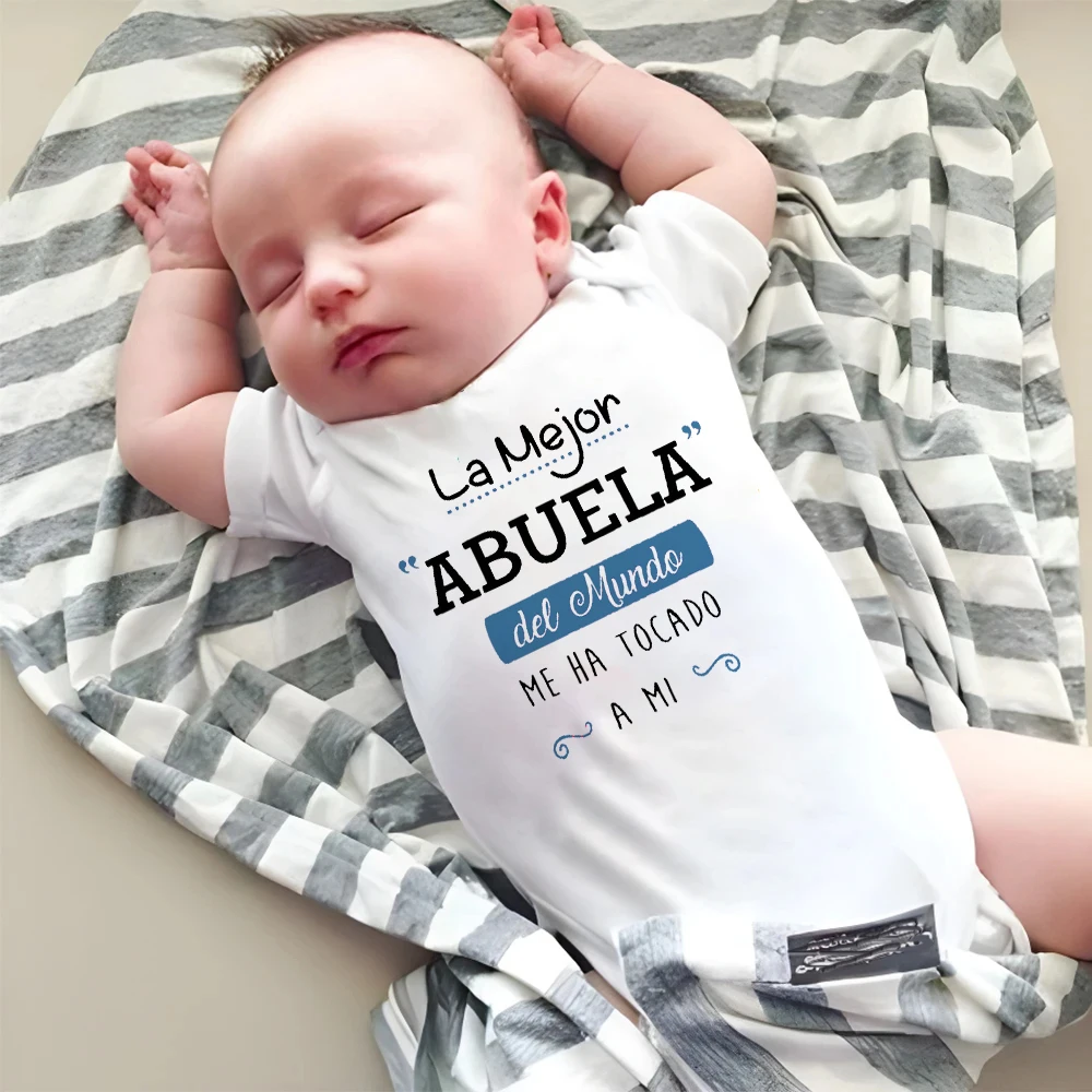 Body con estampado de la mejor abuela del mundo Moved Me para recién nacido, pelele de verano para bebé, mono de manga corta para niño pequeño, traje infantil