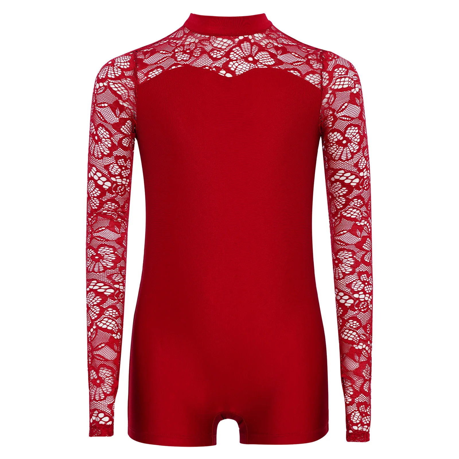 Maillot de ballet manga larga con encaje floral para niñas - imagen 4