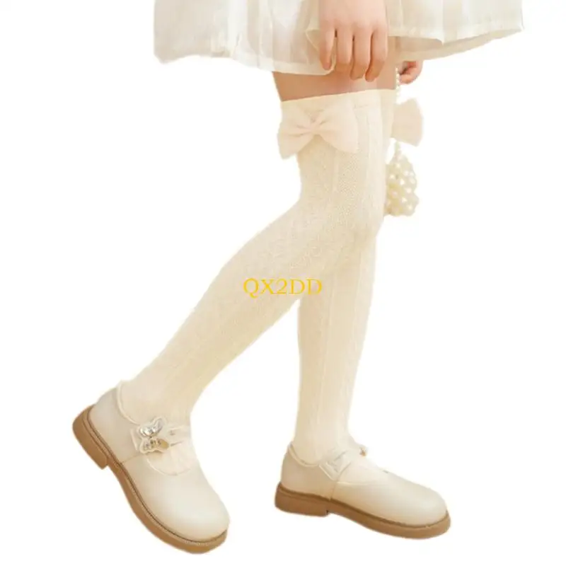 QX2D Nonslip sobre Calcetines para rodilla para niñas Lace decorativo encaje decorativo encaje decorativo y detalle - imagen 4