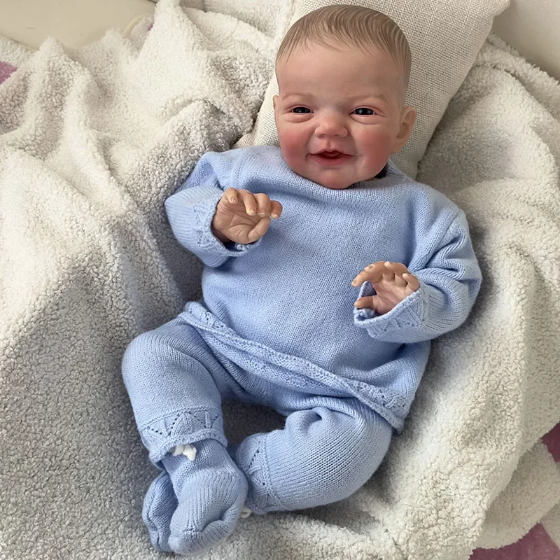 NPK 19 ''piel 3D de alta cantidad con venas visibles igual que la foto Reborn Charlie Smile Face muñeca bebé realista de tacto suave - imagen 2