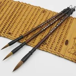 Juego de pinceles para caligrafía – Lana blanca y comadreja marrón