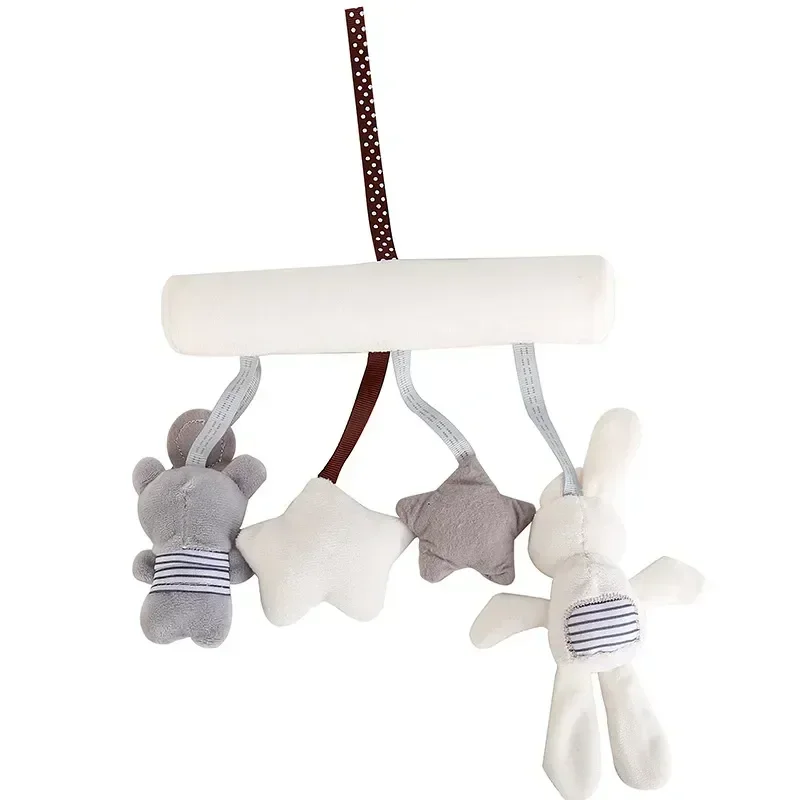 Para cochecito de bebé, accesorios para cama de cuna, sonajeros para niños pequeños, juguetes suaves de estilo conejo y oso, juguetes colgantes para cochecito, muñeca tranquilizadora de felpa - imagen 5