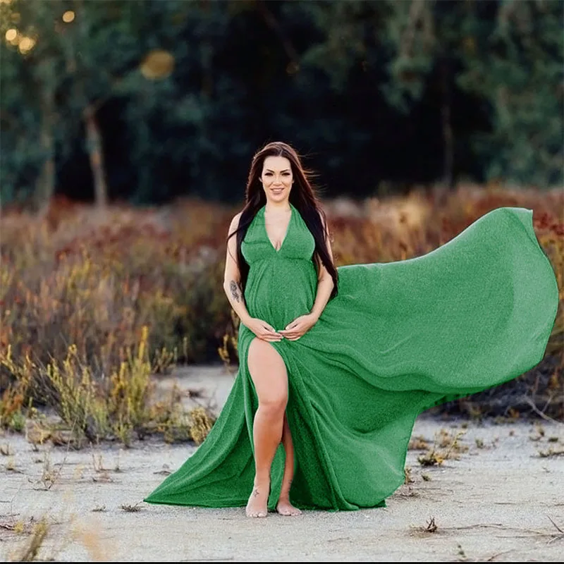Ropa embarazo para sesión de fotos – Falda larga y vestido cuello V - imagen 4