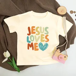 Camiseta retro para niños con estampado Jesús Loves Me – Verano