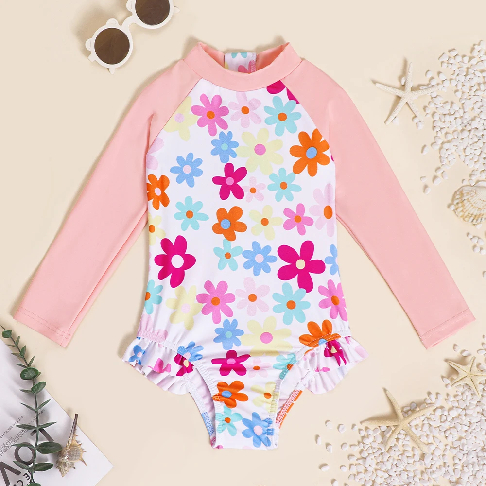 Traje de baño una pieza con protección solar y cremallera para niña