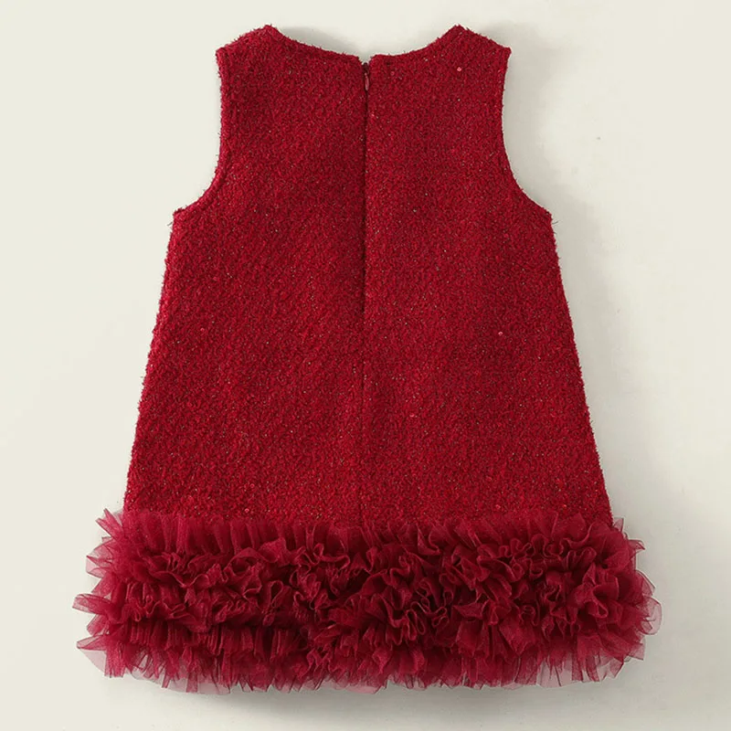 Vestido rojo de niña con encaje - Estilo princesa sin mangas para fiesta - imagen 2