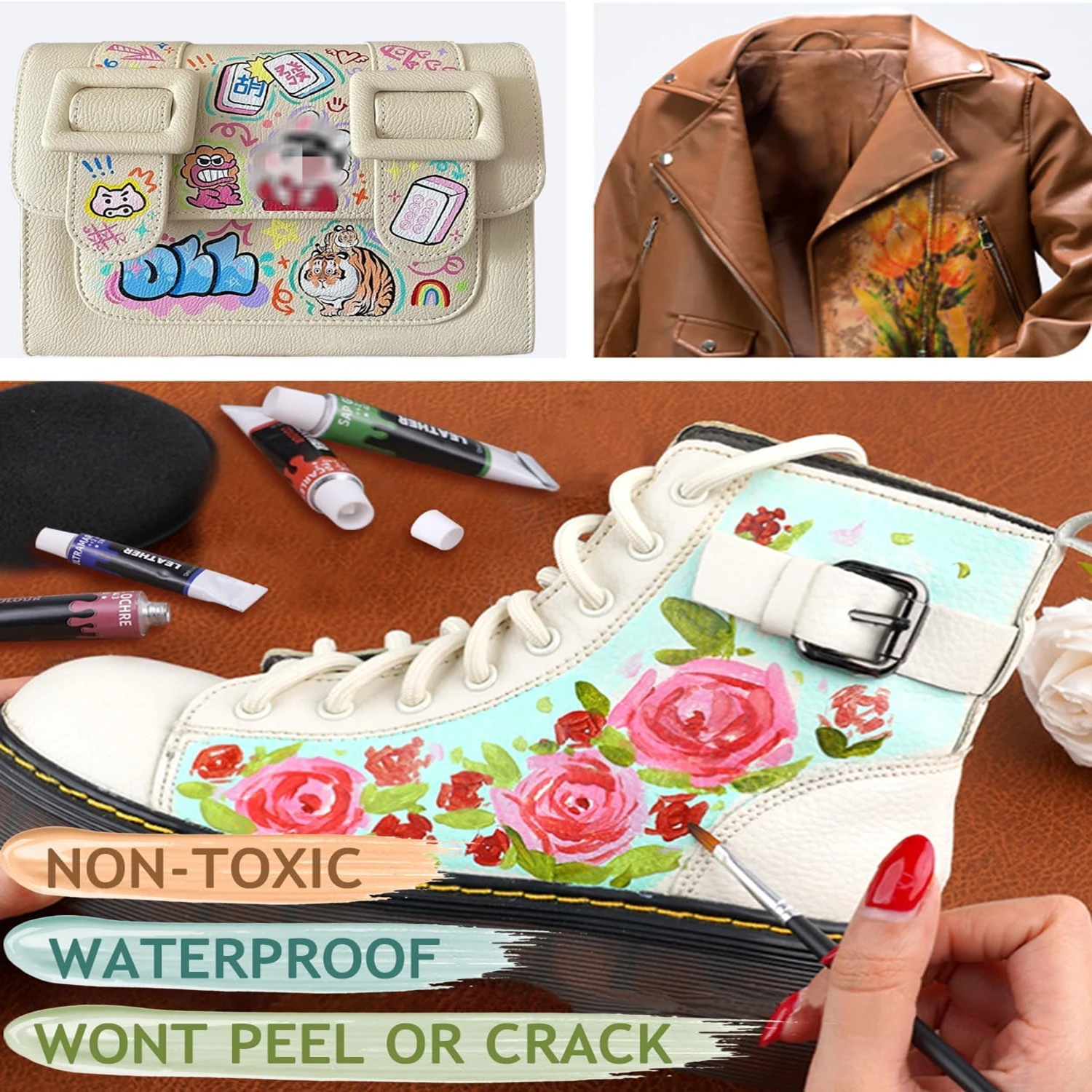 Pintura acrílica colorida para cuero, 12/24/36 colores, para pintura de zapatos, 12 ml, pintura para cuero para decoración de bolsos y carteras, cuidado de chaquetas de cuero - imagen 2