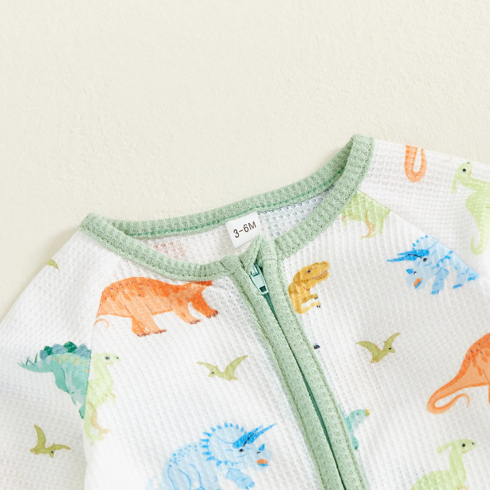 Mameluco para bebé, manga larga, cuello redondo, mono con estampado de dinosaurio, pijamas de otoño para recién nacido - imagen 3