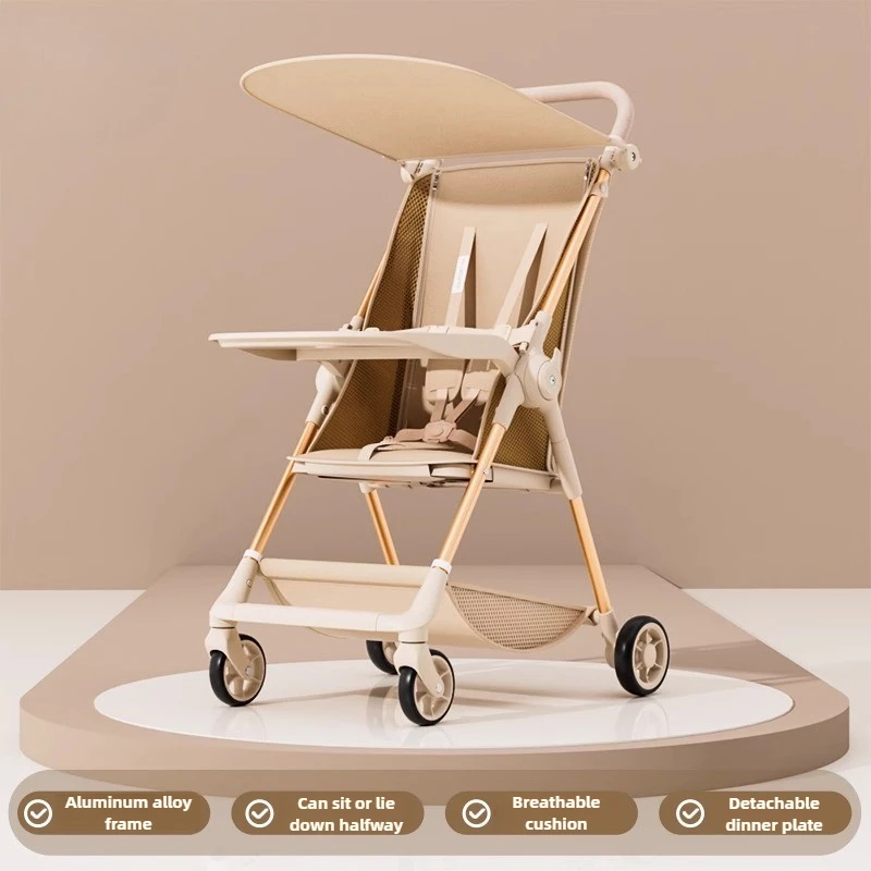 Cochecito compacto multifunción acostado 0-3Y Asiento 360 °   Ruedas y marco de aluminio Base resistente extra ancha plegable con una sola mano - imagen 4